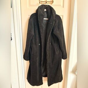 Fluffy black maxi coat